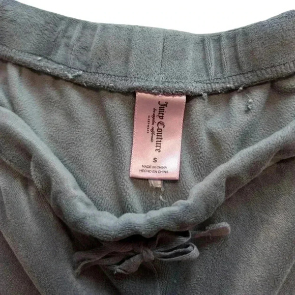 Juicy Couture Ultra Soft Velour Joggers  Grey Rhinestone Logo Velvet Women's S - Picture 5 of 8